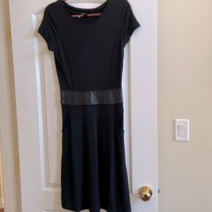 Club Monaco black dress with leather waist band size 4